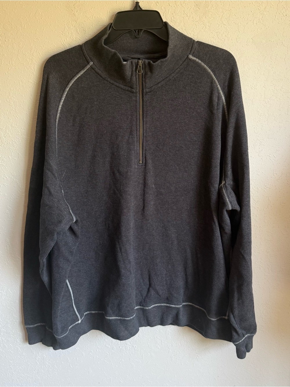 Men’s XXL Navy/Gray LL Bean Traditional Fit Casual Outdoor Quarter Zip Pullover